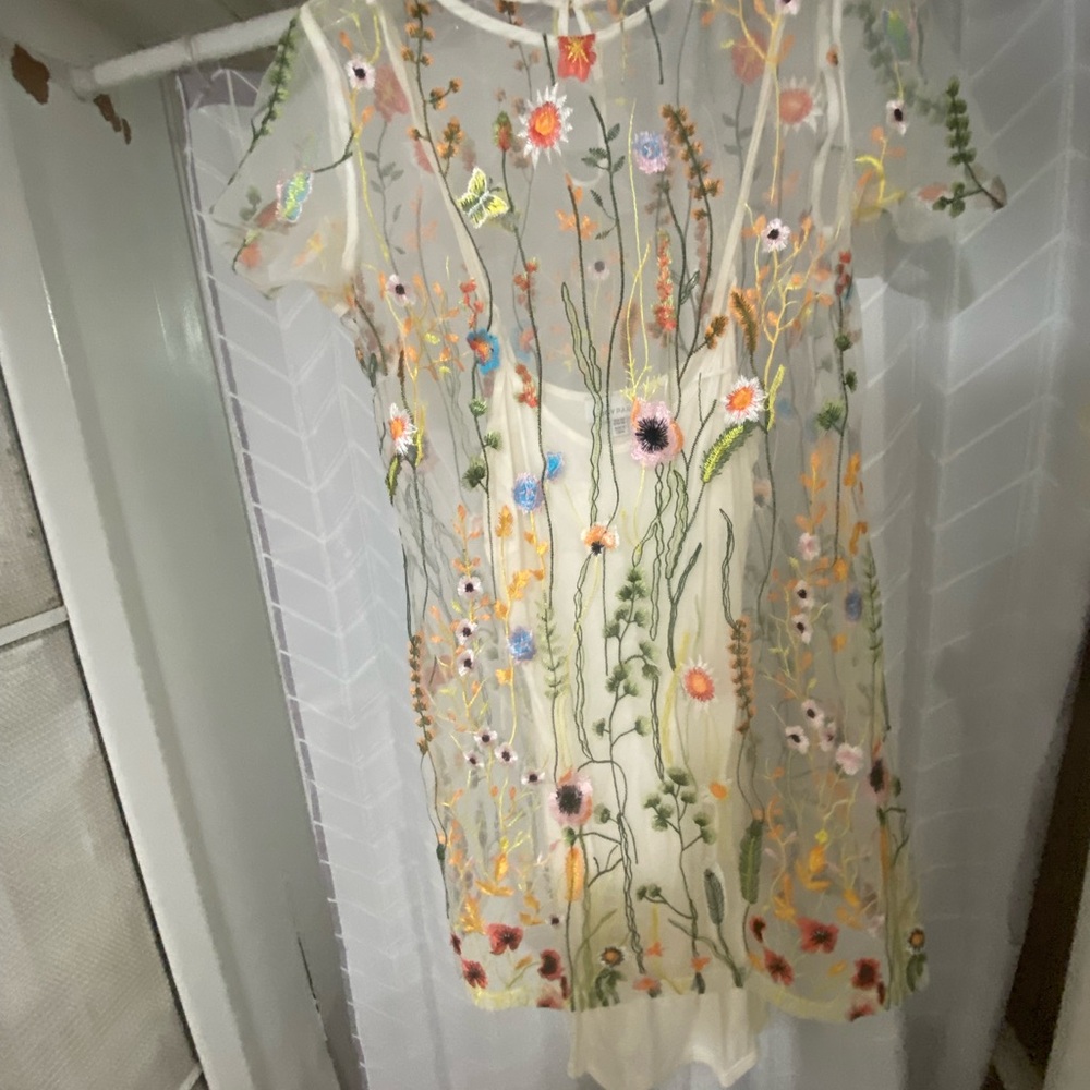Floral Embroidered Mini Dress